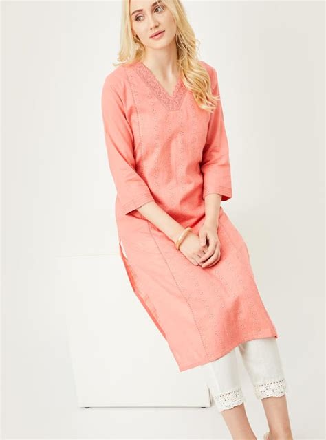 Buy Women Schiffli Straight Kurta Online at just Rs. 699.0 ...