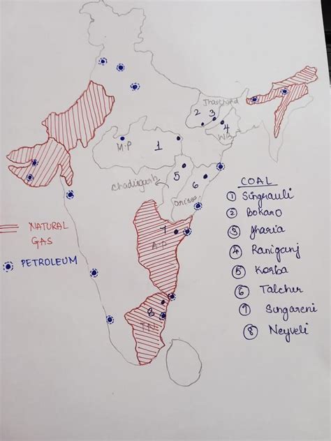 1. Get an outline map of India. Mark the places in the map where coal ...