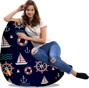 ORKA XXL Sailor Theme Digital Printed Teardrop Bean Bag With Bean ...