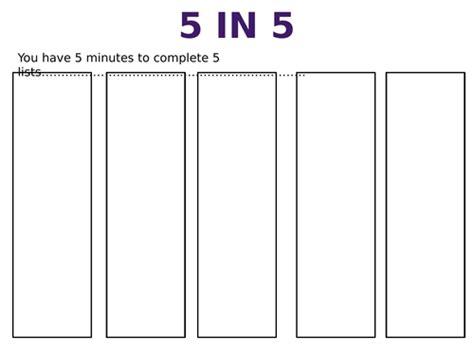 5 LISTS IN 5 TEMPLATE & EXAMPLE | Teaching Resources