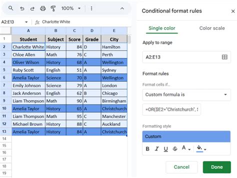 Image result for Google Sheets Conditional Formatting Color