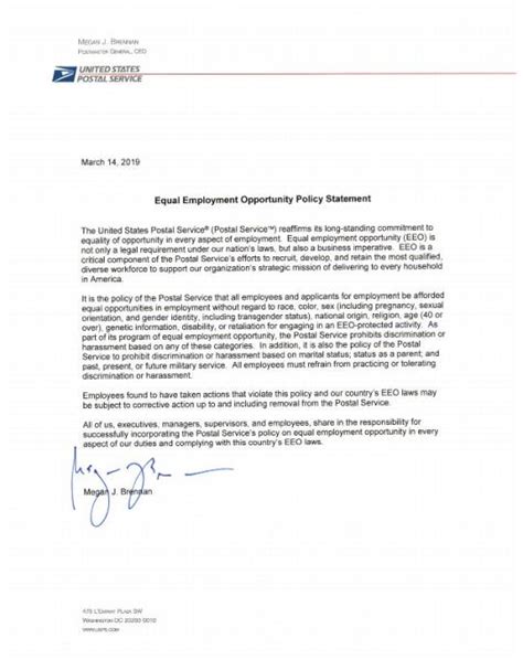 USPS Reissues Equal Employment Opportunity Policy Statement - 21st ...