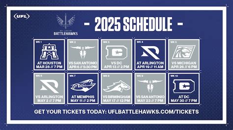 Battlehawks 2025 schedule released