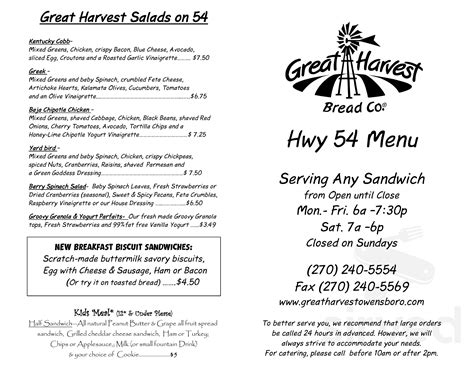 Great Harvest Bread Co. Bakery And Cafe Clinton Menu at Betty ...