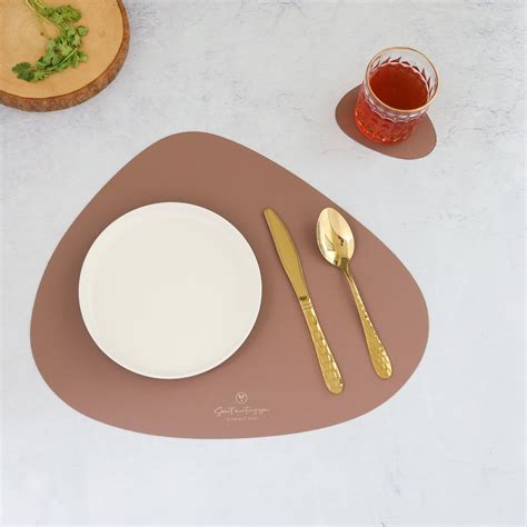 Brown Leather Dinner Mat Set of 4 Online - Premium Table Mat | Nestasia