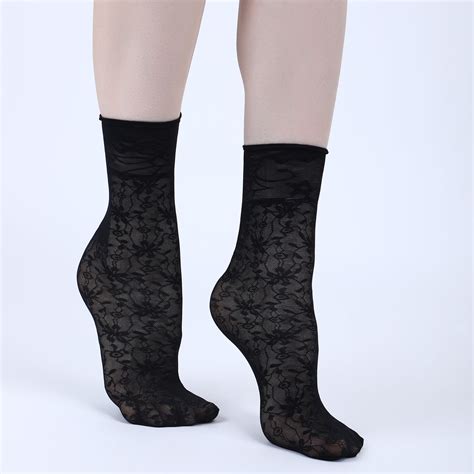 Floral Pattern Sheer Ankle Socks-Black – Next2Skin.in