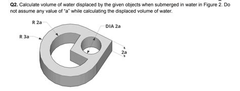 Q2. Calculate volume of water displaced by the given objects when submerg..