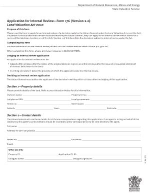 Fillable Online Application for internal review Form 176 Land Valuation ...