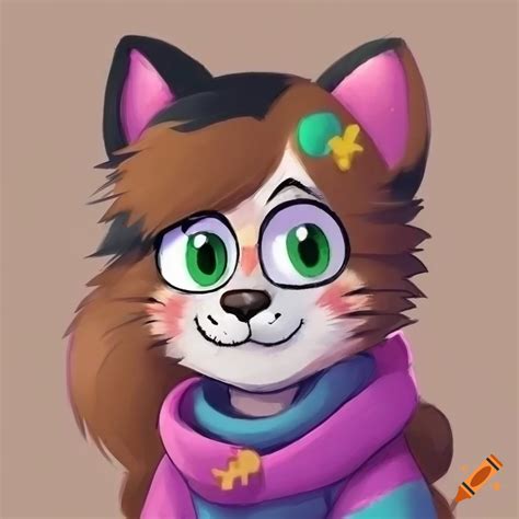 Mabel pines as a calico cat furry in furry art style on Craiyon