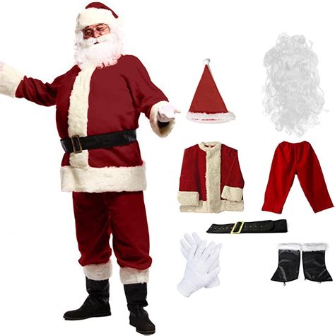Santa Claus Costume for Men, 7PCS Men's Santa Claus Costume, Adult ...