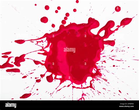 Red ink blot on white background Stock Photo - Alamy