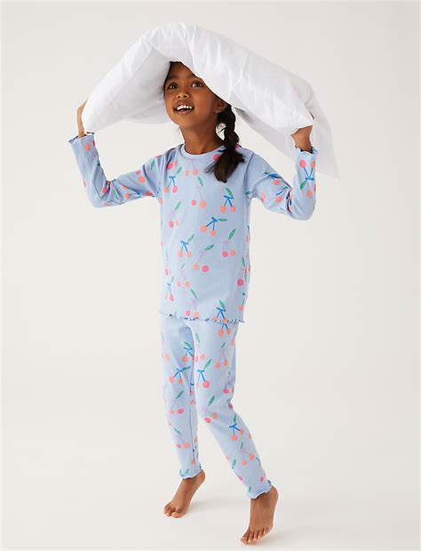 Buy Cotton Rich Cherry Print Pyjamas at Marks & Spencer