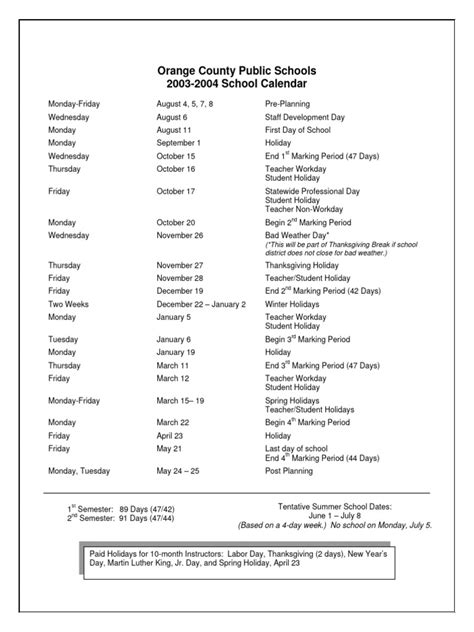 2003-04 OCPS School Calendar | PDF | Academic Term | Festival