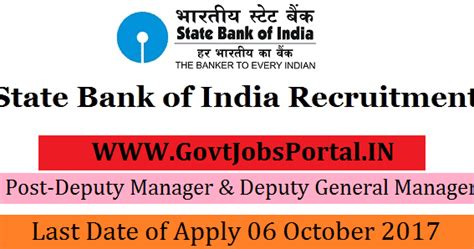 State Bank of India Recruitment 2017– 41 Deputy Manager & Deputy ...