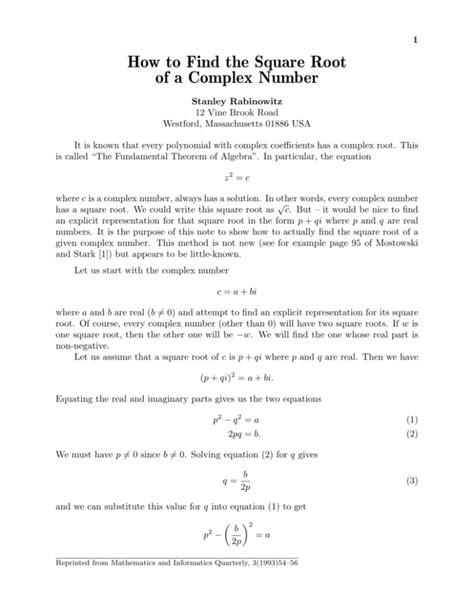 Image result for Finding Square Root of Complex Number