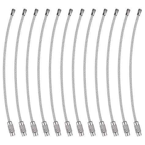 Keychain, 12 Pack of 4.3 Inches Stainless Steel Wire Ring 2mm Cable ...