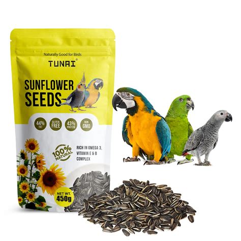 Buy Tunai Sunflower Seeds | 450g | Perfect Fat & Oil Rich Bird Food for ...