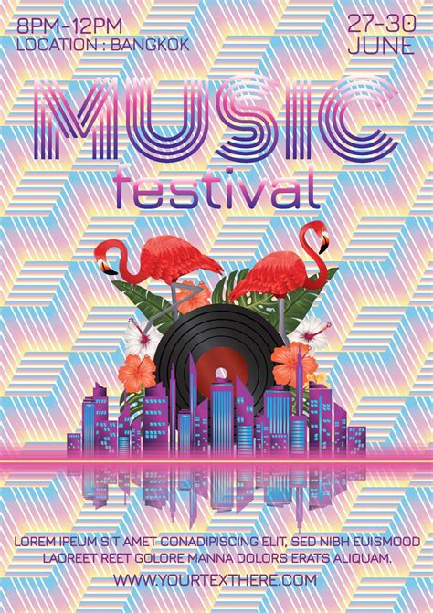 music festival poster for night party wallpaper 9471766 Vector Art at ...