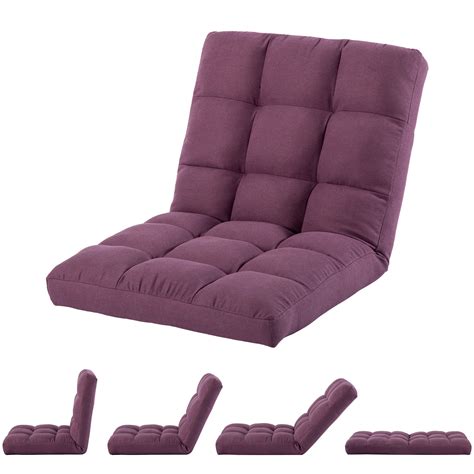 Floor Chair with Back Support, Folding Sofa Chair with 6 Adjustable ...