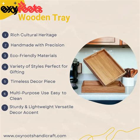 Acacia Wooden Serving Tray With Handles Set of 2 - Oxyroots Handicraft