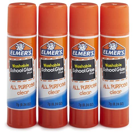 Elmer's All Purpose School Glue Sticks, Clear, Washable, 4 Pack, 0.24 ...