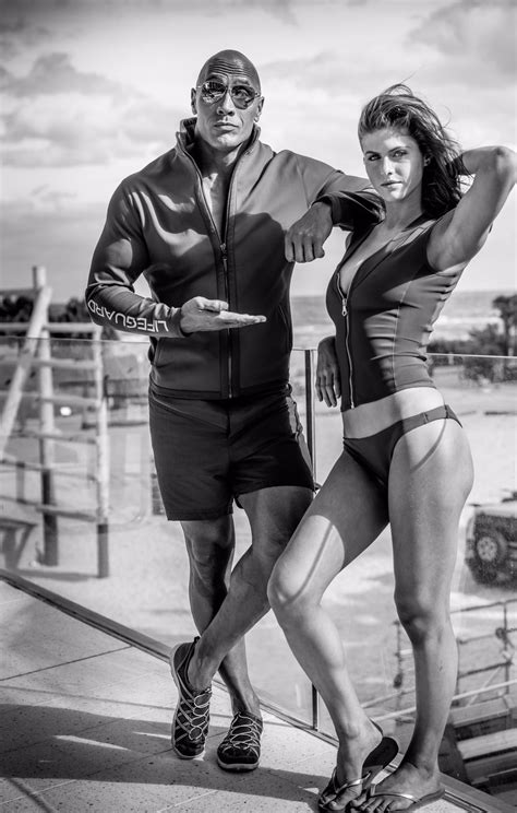 Alexandra Daddario and Dwayne 'The Rock' Johnson Black and White Wallpaper, HD Celebrities 4K ...