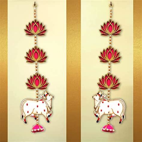 CraftVatika Cow Pichwai Hanging & Golden Lotus Wall Door Decor Hanging ...