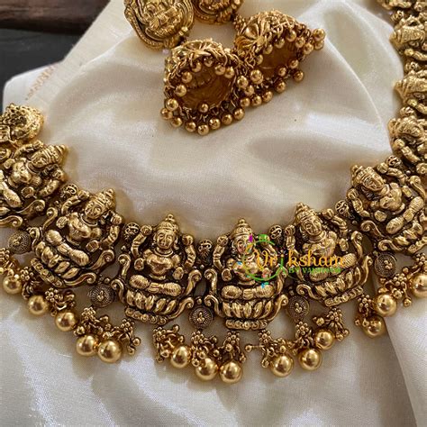 Antique Lakshmi Choker Short Neckpiece- G7872 – vrikshamindia