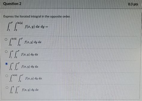 Solved Express the iterated integral in the opposite order. | Chegg.com