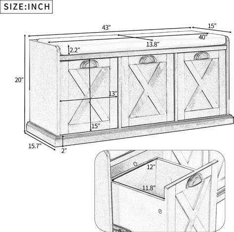 Buy Knocbel Farmhouse 3-Drawer Entryway Storage Bench with Removable ...