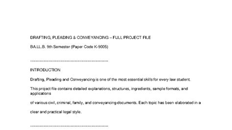 Drafting, Pleading & Conveyancing Project File BA.LL.B. 9th Sem - Studocu