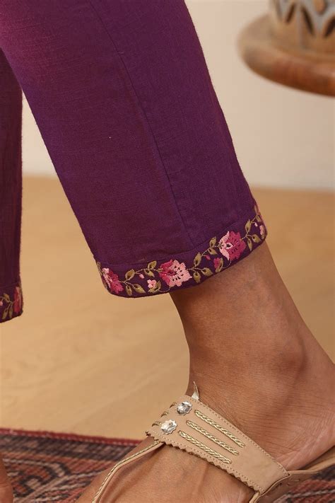 Shop Mehraab Rahida Purple Narrow Pants for Women | Farida Gupta ...