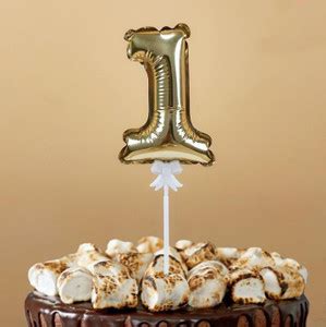 Flipkart.com | BashNSplash Solid One 1 Golden number Cake Top Balloon ...