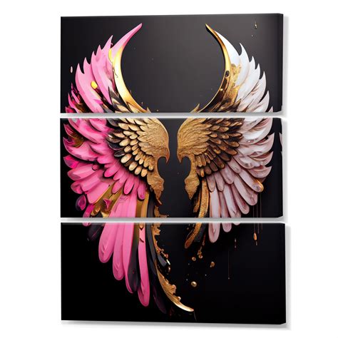Everly Quinn Gold And Black Angel Wings III - Wings Angel Canvas Wall Art Set - Wayfair Canada