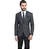 MANQ Men's Slim Fit Single Breasted Blazer (MCB-212MBLUE-36_Black ...