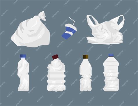 Set of garbage in cartoon style vector illustration of contamination of ...