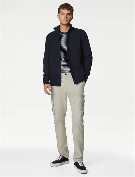 Buy Cotton Blend Funnel Neck Knitted Jacket at Marks & Spencer