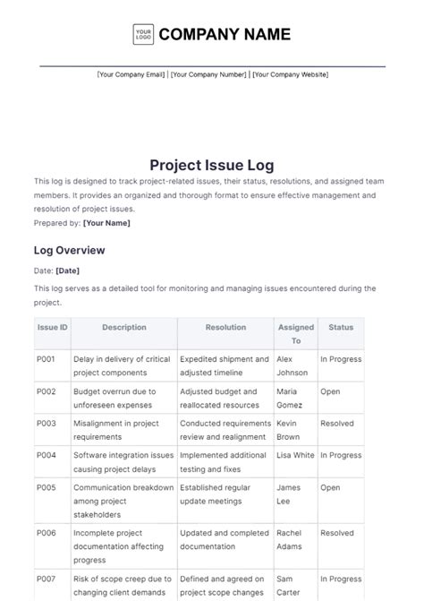 Image result for Project Management Issue Log