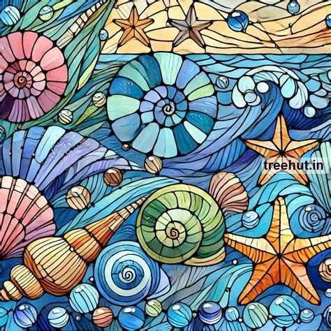 Sea Shells Stain Glass Painting Ideas