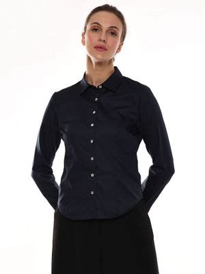 Buy Gazillion Women Armani Navy Blue Cotton Fitted Formal Shirt Online