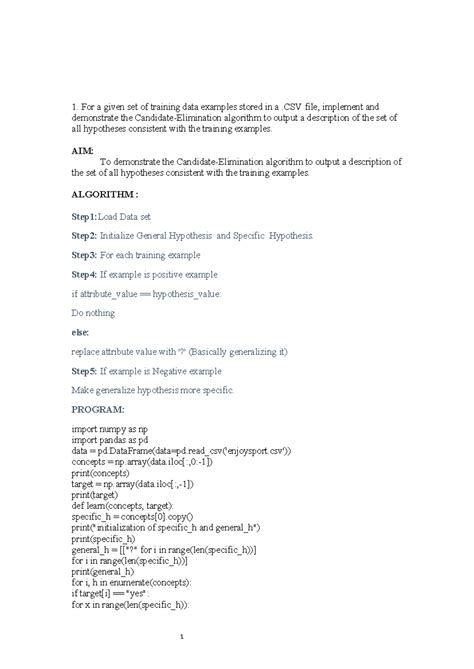 ML Lab Manual - BE Notes: Hypothesis, Neural Networks & Classifiers ...