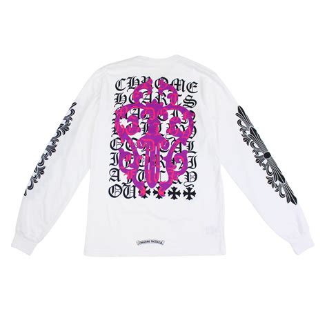 Men's Chrome Hearts Eye Chart Dagger Longsleeve T-Shirt in White/Pink ...