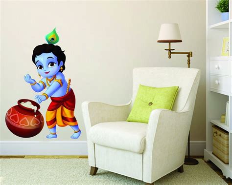 Buy Decor Kafe Vinyl Makhan Chor Lord Krishna Wall Sticker (73 cm x 52 ...