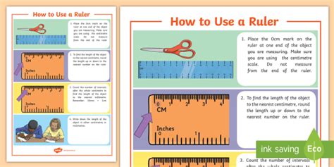 Measuring Length - How to Use a Ruler A4 Display Poster