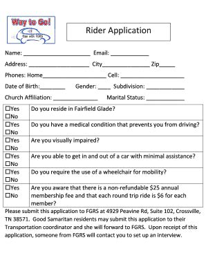 Fillable Online fgrservices Rider Application - bfgrservicesbborgb Fax ...