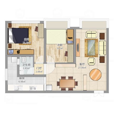75平一室两厅单身公寓装修效果图（1房2厅1厨1卫）-中国木业网