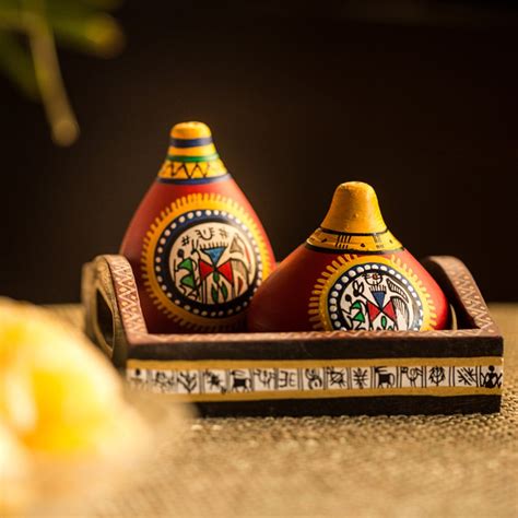 Buy ExclusiveLane Clay & Earthen Terracotta Warli Handpainted Salt ...
