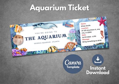 Editable Aquarium Ticket Template, Printable the Aquarium Surprise Gift ...