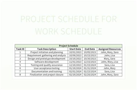 Image result for Project Implementation Schedule Template Example