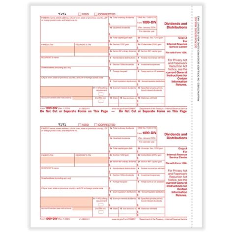 ComplyRight 2024 1099-DIV Tax Form, 1-Part, 2-Up, Federal Copy A, 50 ...